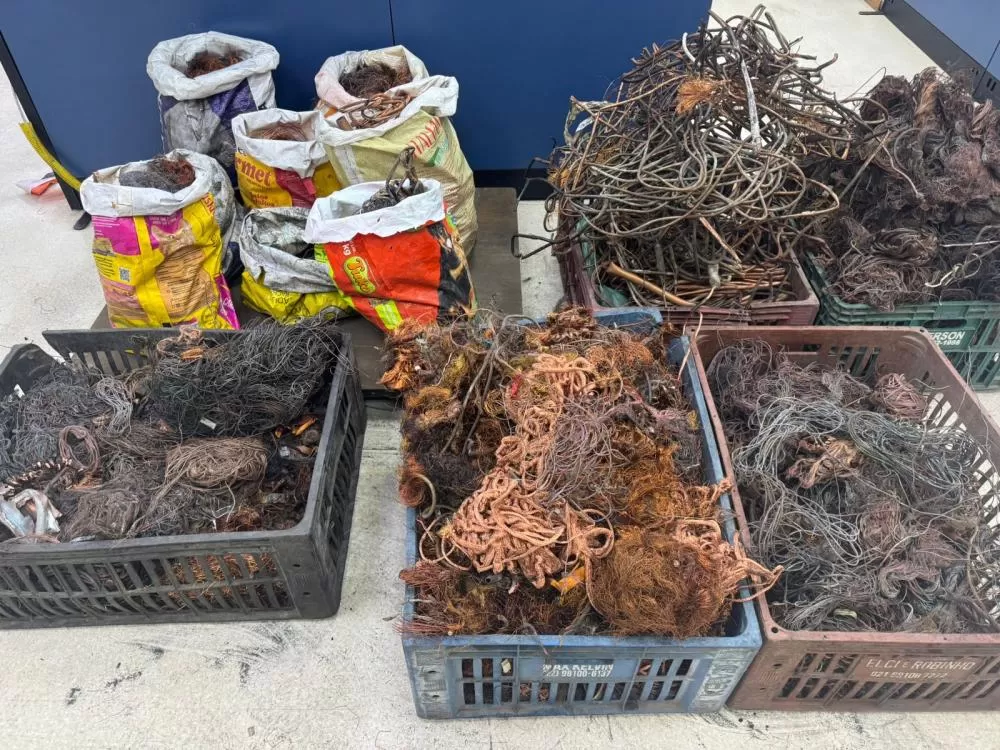 Polícia Civil prende dono de ferro-velho clandestino e apreende 300 kg de fios de cobre em Queimados
